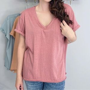 Women's Pink V-Neck Top